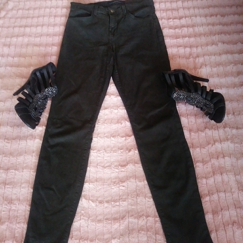 J Brand Olive Presidio Sateen High Rise Size 28